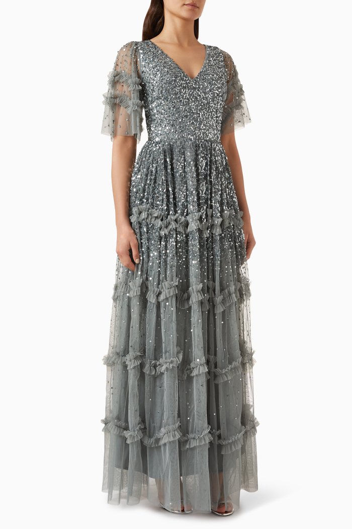 

Sequin-embellished Maxi Dress, Green