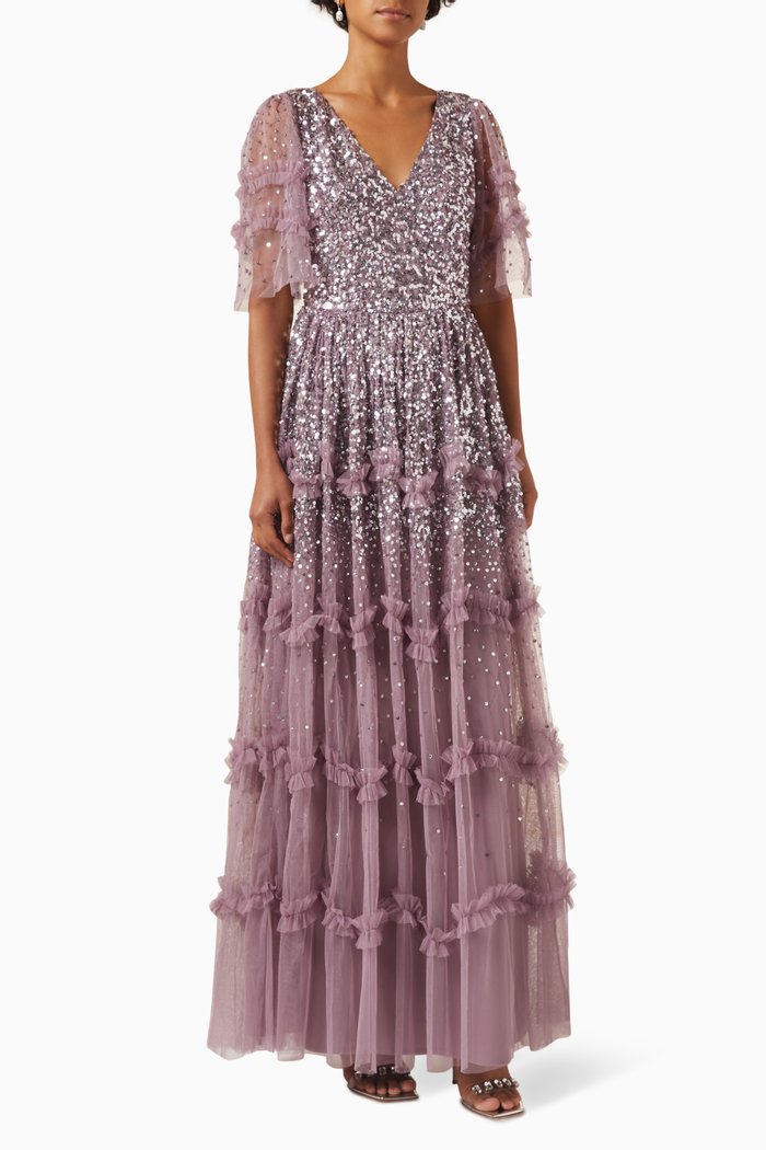 

Sequin-embellished Maxi Dress, Purple