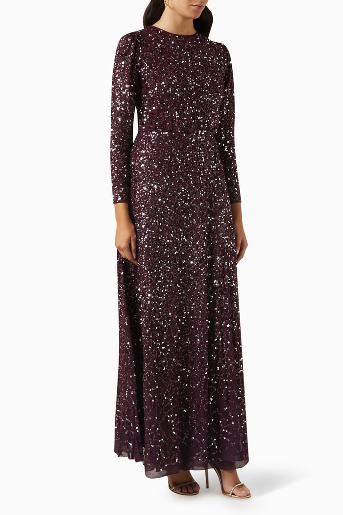 

All-over Sequin Maxi Dress, Purple
