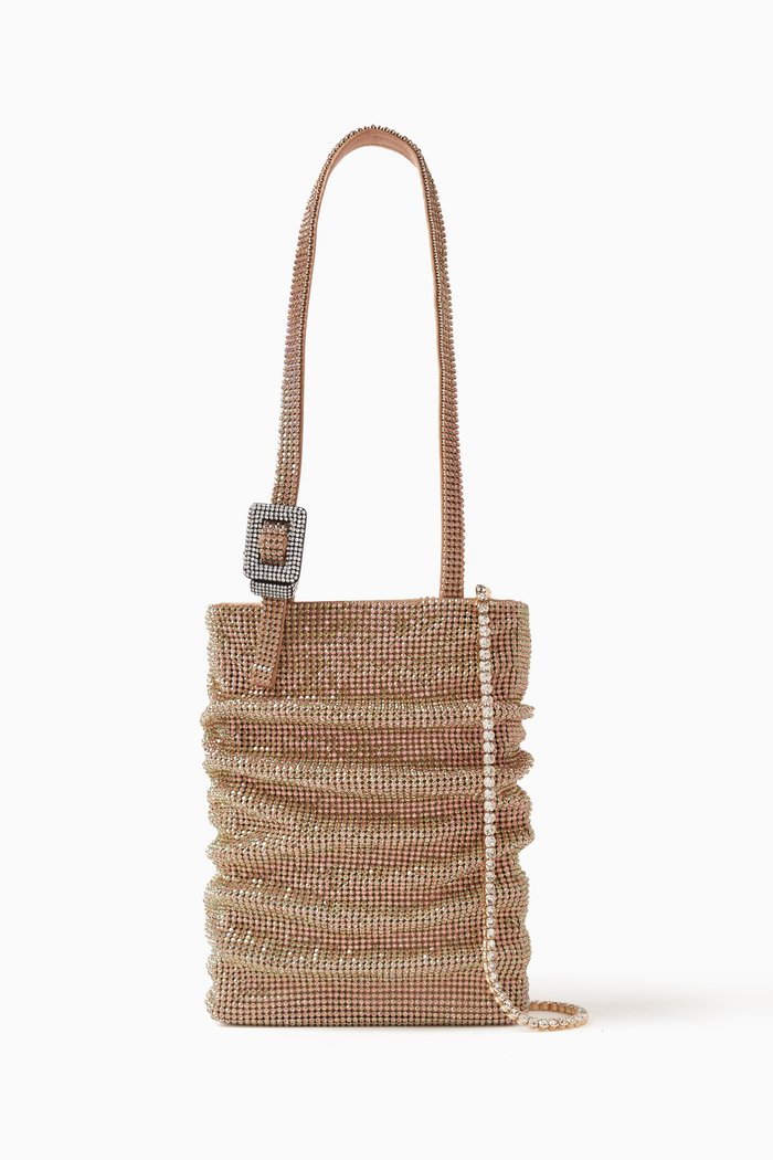 

Small Lollo La Petite Top Handle Bag in Crystal Mesh, Gold