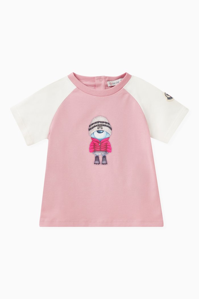 

Graphic Print T-shirt in Stretch Cotton Jersey, Pink