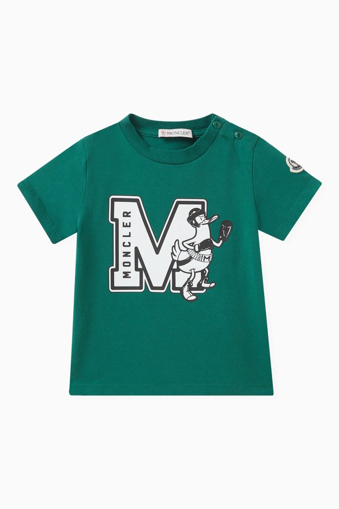 

Graphic Monogram Print T-shirt in Stretch Cotton Jersey, Green