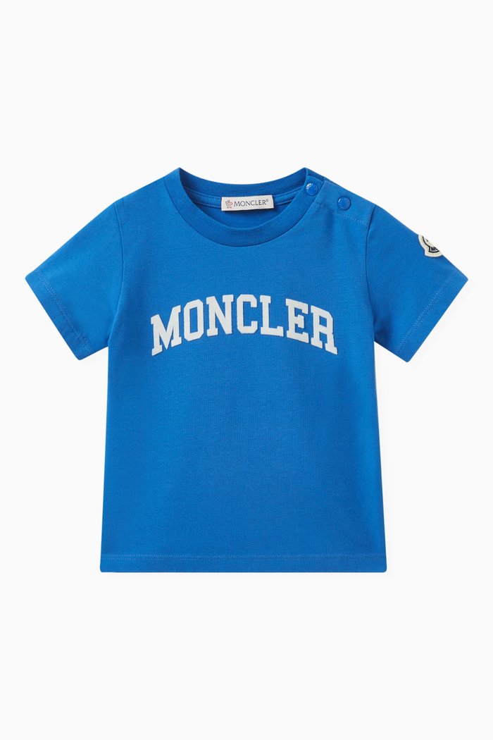 

Graphic Monogram Print T-shirt in Stretch Cotton Jersey, Blue