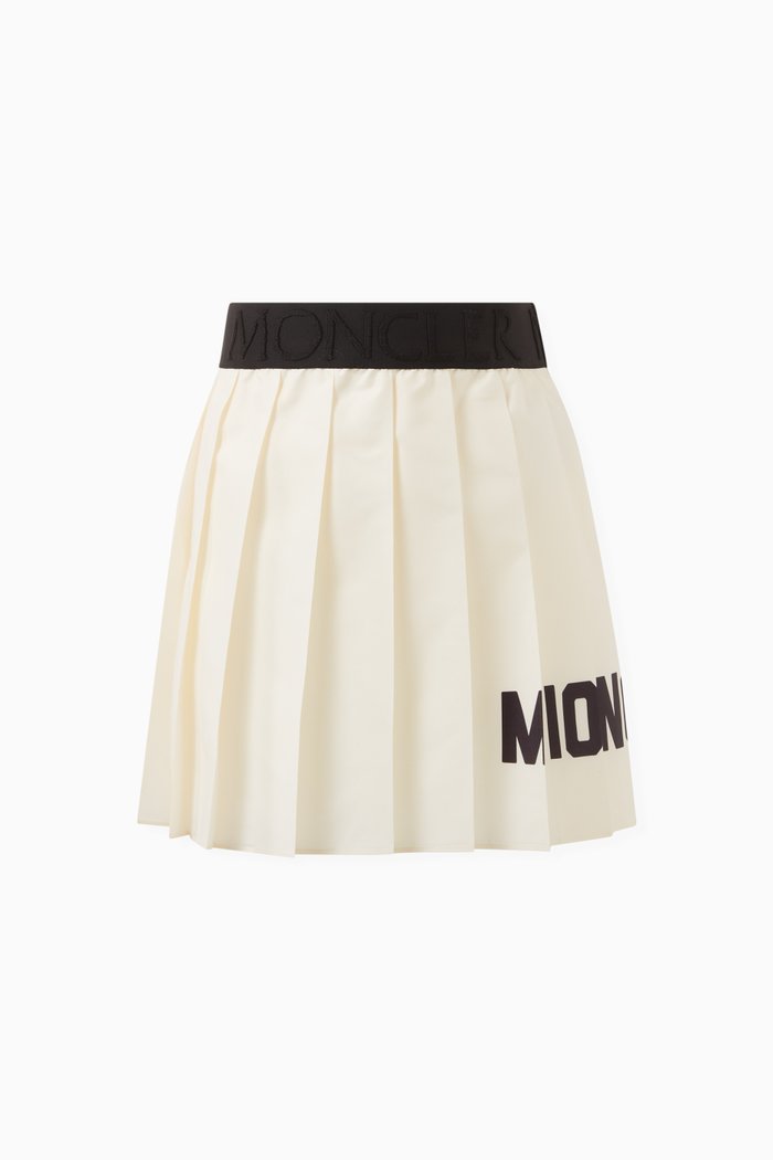 

Logo Pleated Skirt, White