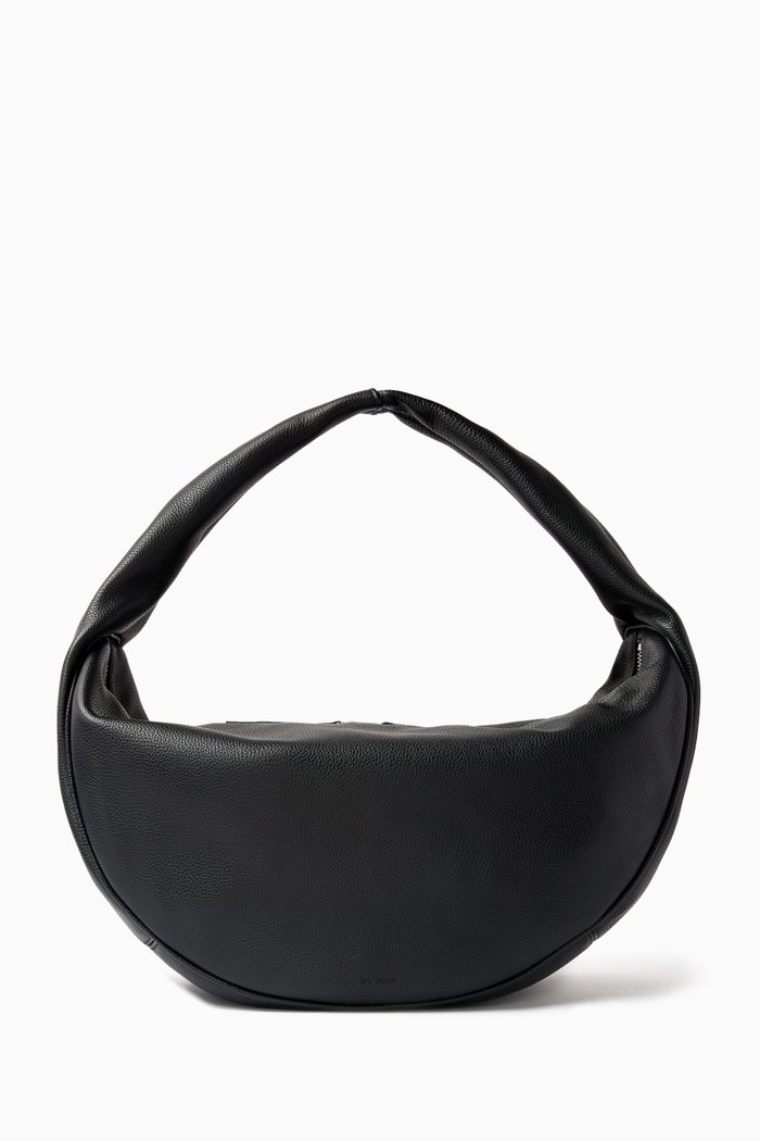 

Maxi Cush Top Handle Bag in Grain Leather, Black