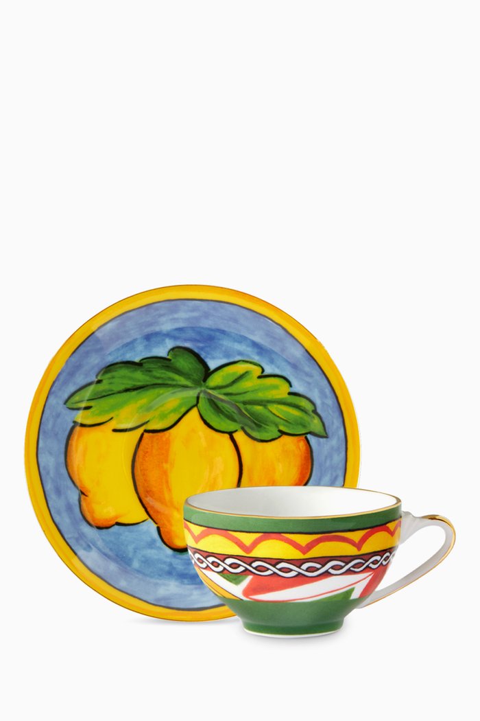 Carretto Limoni Tea Set in Porcelain, Multicolour