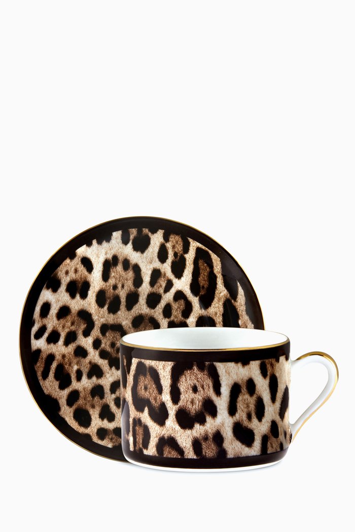 

All-over Leopard Tea Set in Porcelain, Black