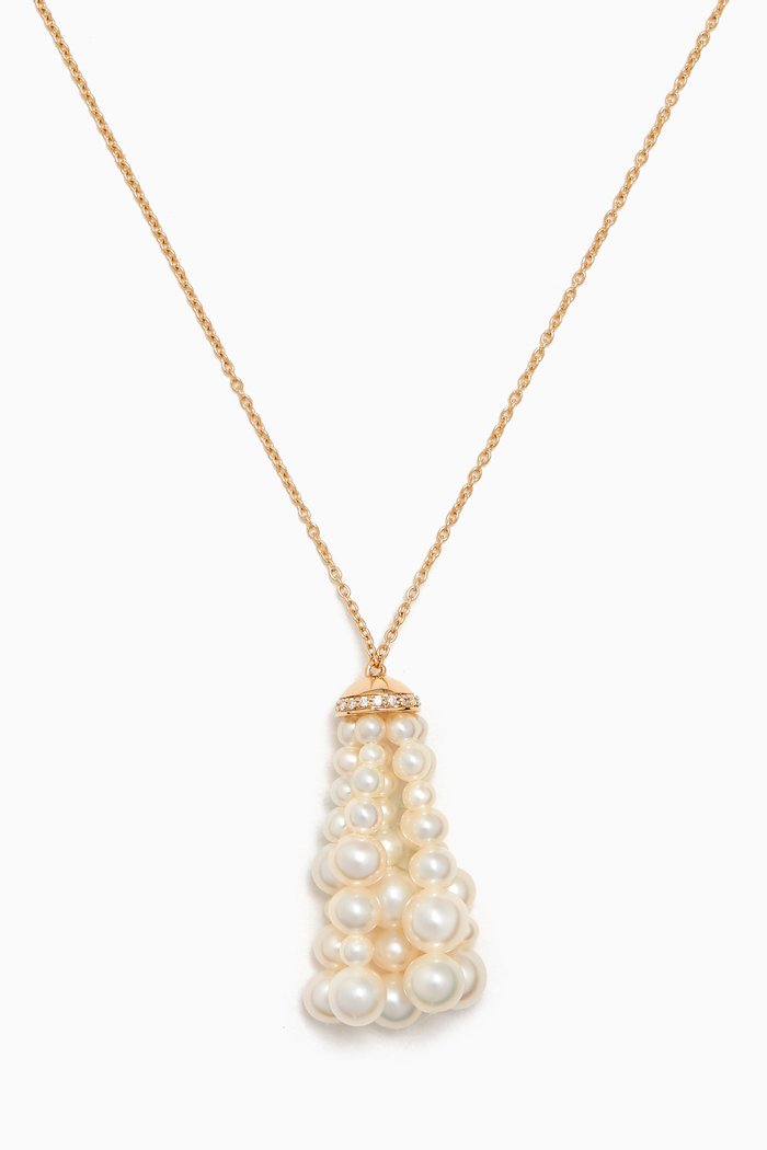 

Bahar Diamond Necklace with Pearls in 18kt Yellow Gold, Mini