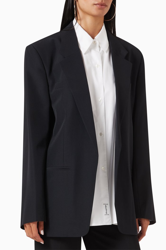 

Combo Collared Blazer in Wool-blend, Black