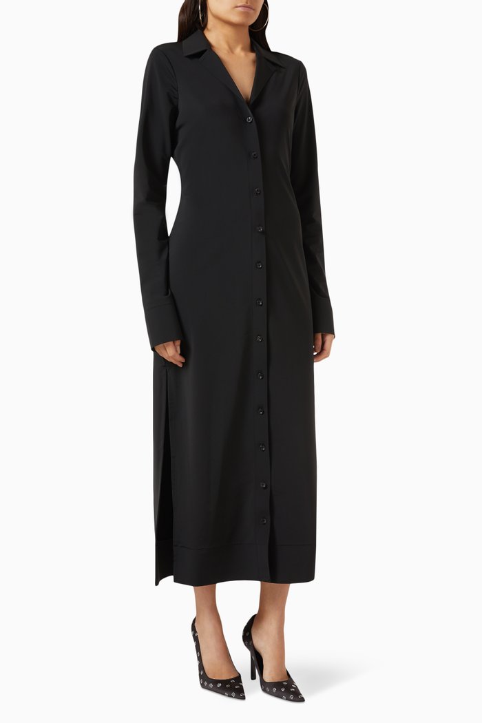 Logo Shirt Dress, Black