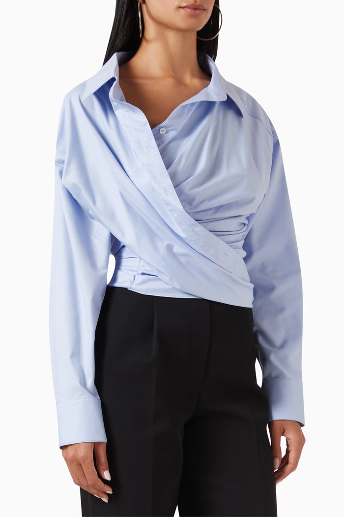 

Draped-back Shirt, Blue
