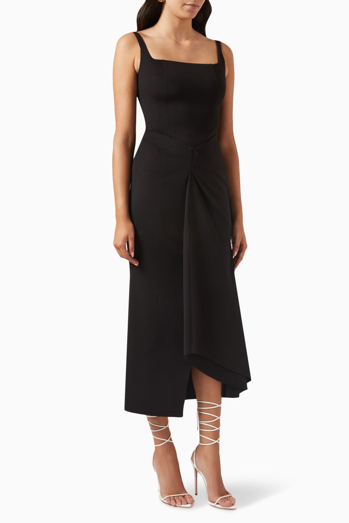 

Layered Midi Dress in Stretch-jersey, Black