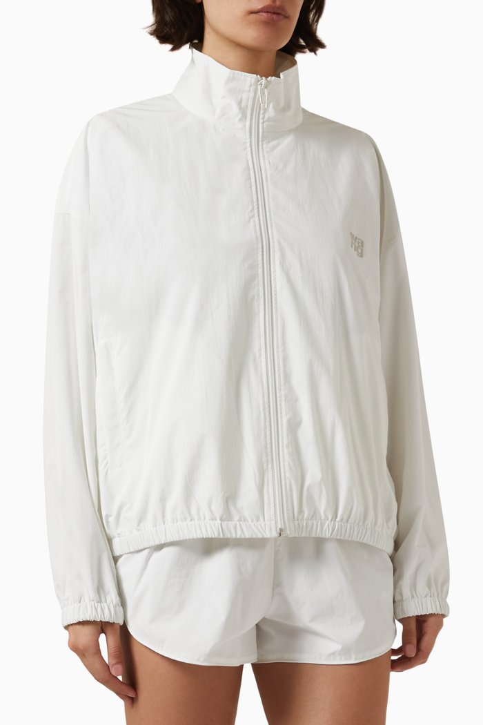Coaches Track Jacket in Nylon, White
