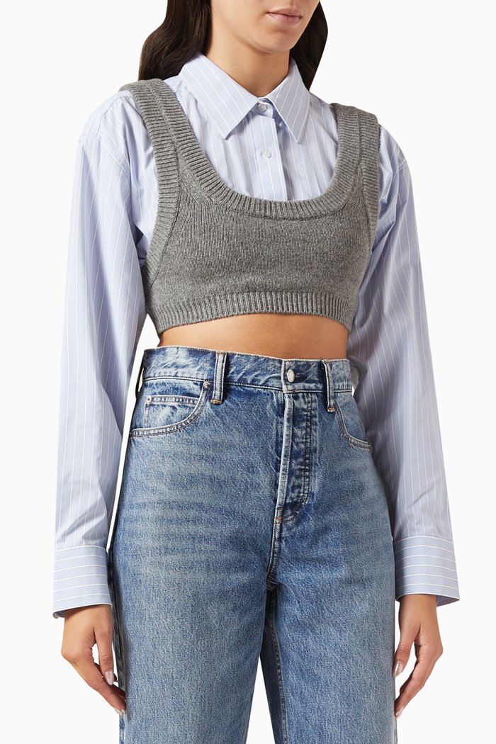 

Layered Camisole Sweater in Boiled-wool, Green