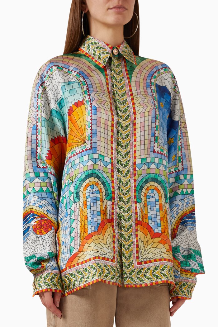 

Lagos Tennis Club Shirt in Silk-twill, Multicolour