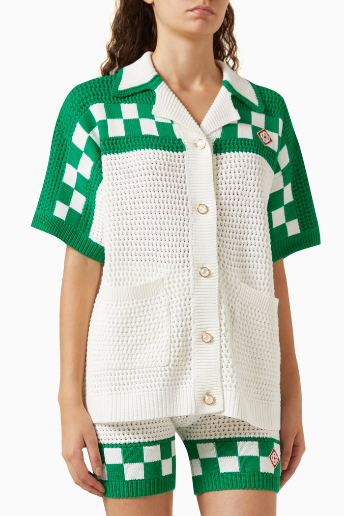 

Faux Crochet Shirt in Cotton, Multicolour