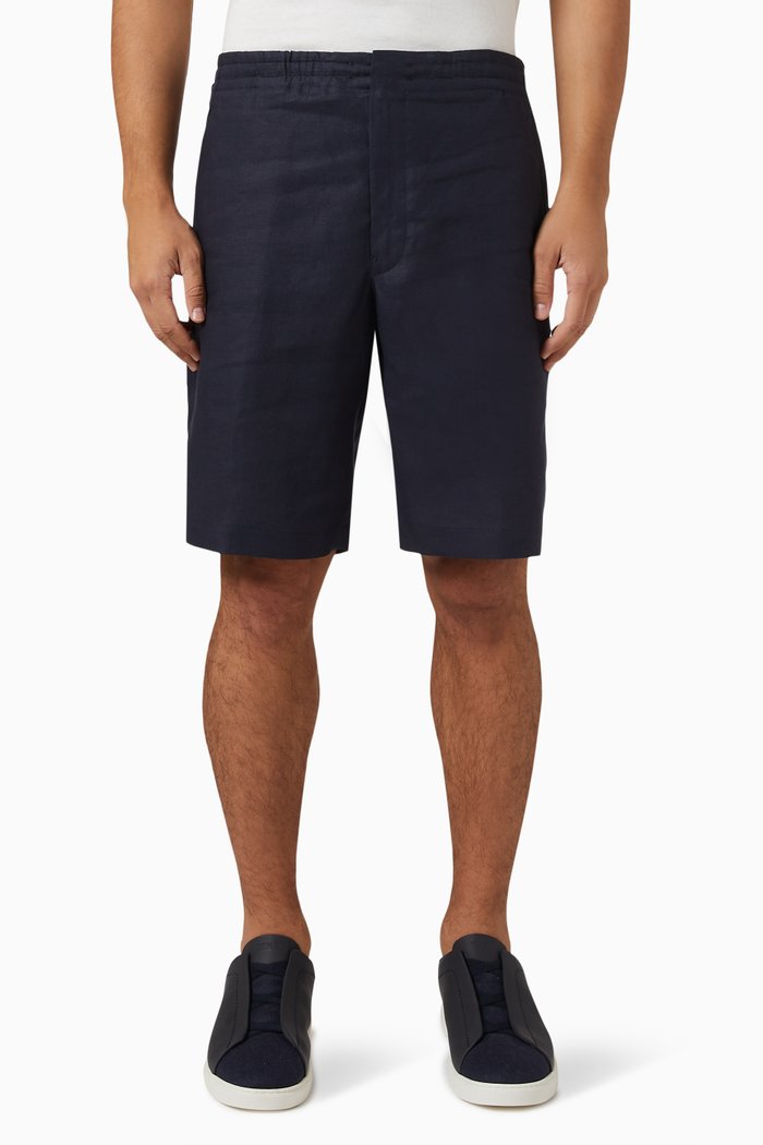 

Bermuda Shorts in Linen, Blue