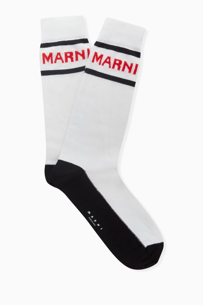 

Logo Socks in Cotton-blend Knit, White