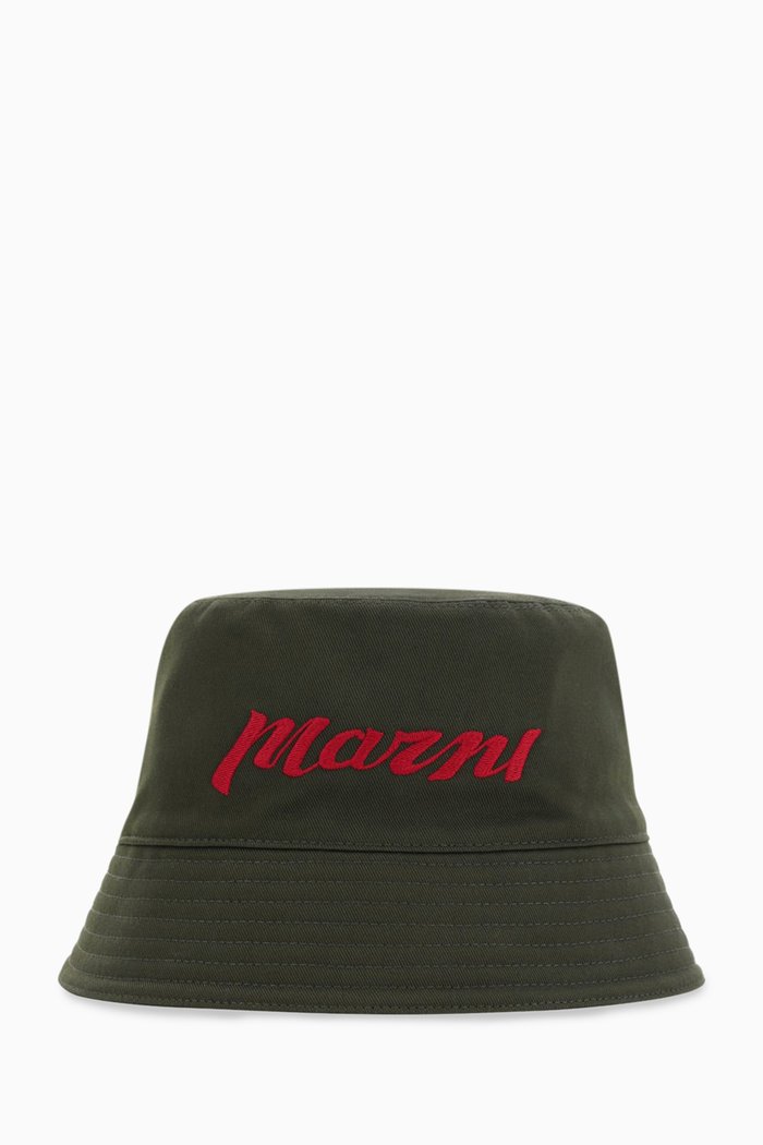 

Logo Bucket Hat in Cotton Twill, Green