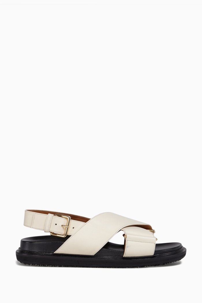 

Fussbett Criss-cross Sandals in Leather, White
