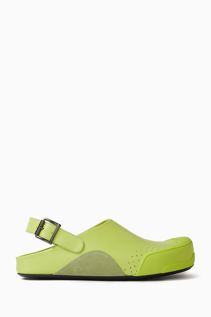 Sabot Shoes in Leather, Green