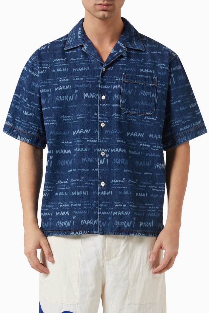 

Logo Shirt in Bio Cotton Denim, Blue