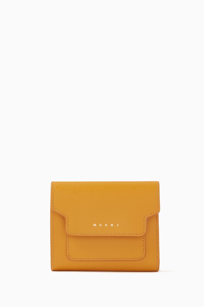

Flap Wallet in Saffiano Leather, Orange