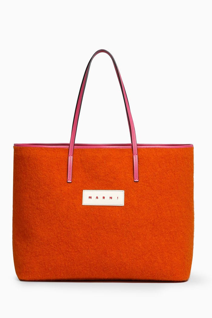 

Small Janus Tote Bag in Felt, Orange