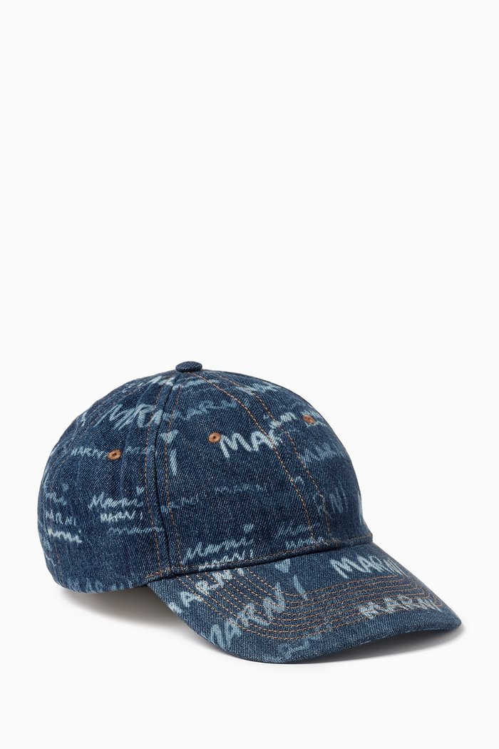 Logo-motif Baseball Cap in Denim, Blue