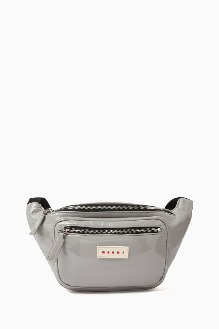 

Logo Bumbag in Faux Patent Leather, Brown