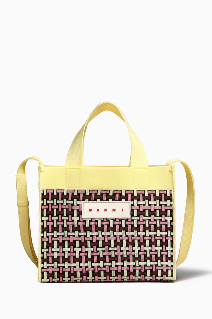 Small Shopper Bag in Jacquard Knit, Multicolour