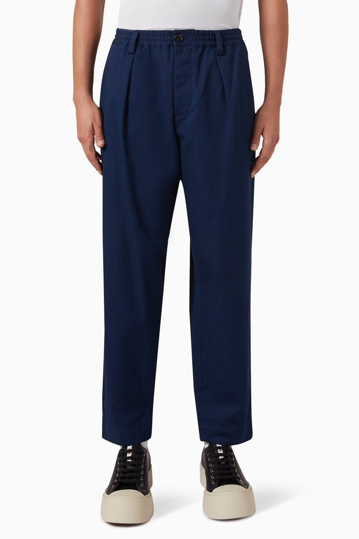

Cropped Trousers in Gabardine, Black