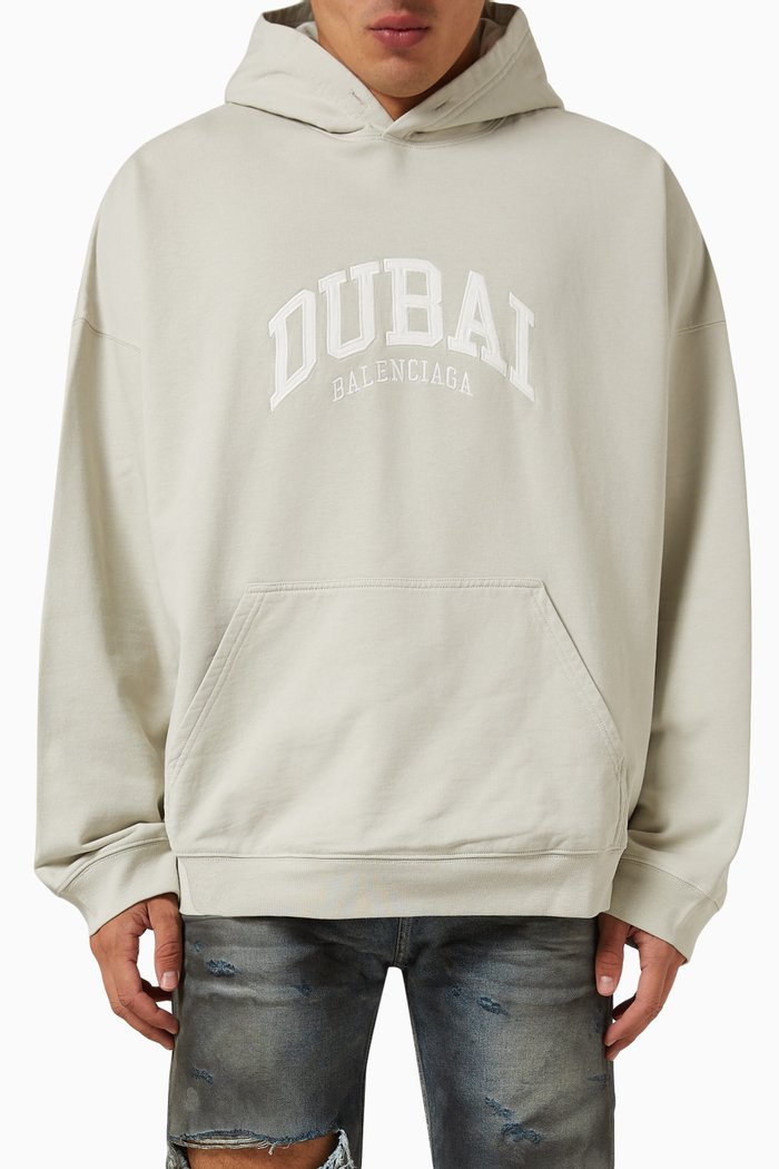 

Cities Dubai Wide-fit Hoodie in Fleece, White