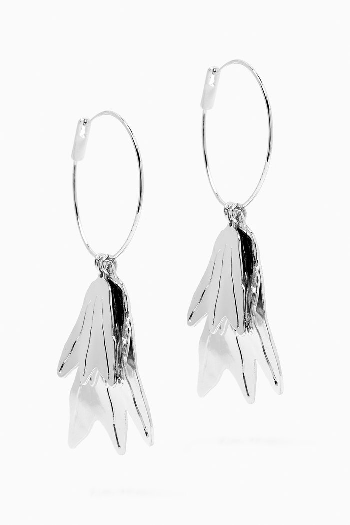 

Leaf Hoop Earrings in Brass, Silver