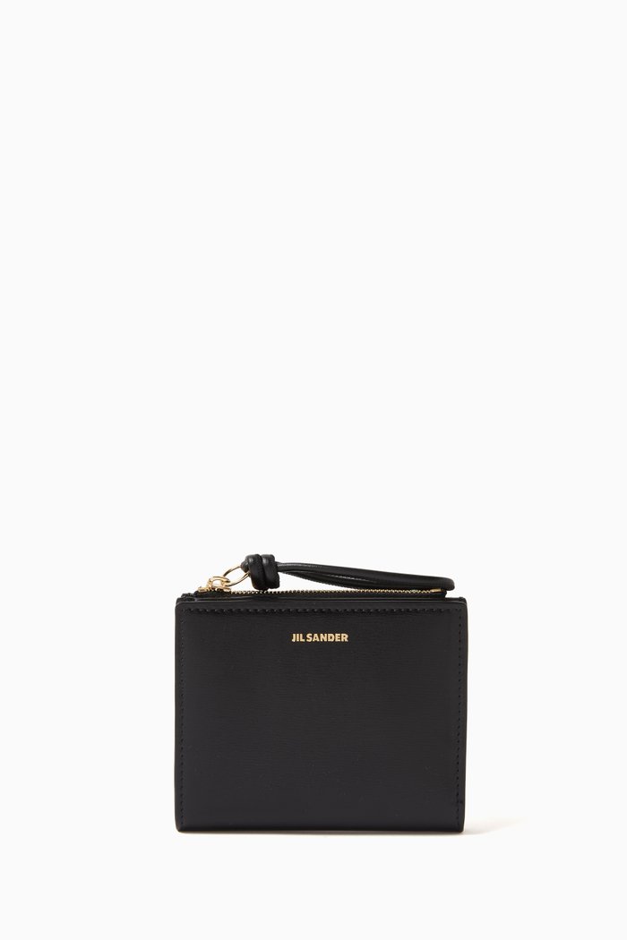 

Mini Giro French Wallet in Smooth Leather, Black