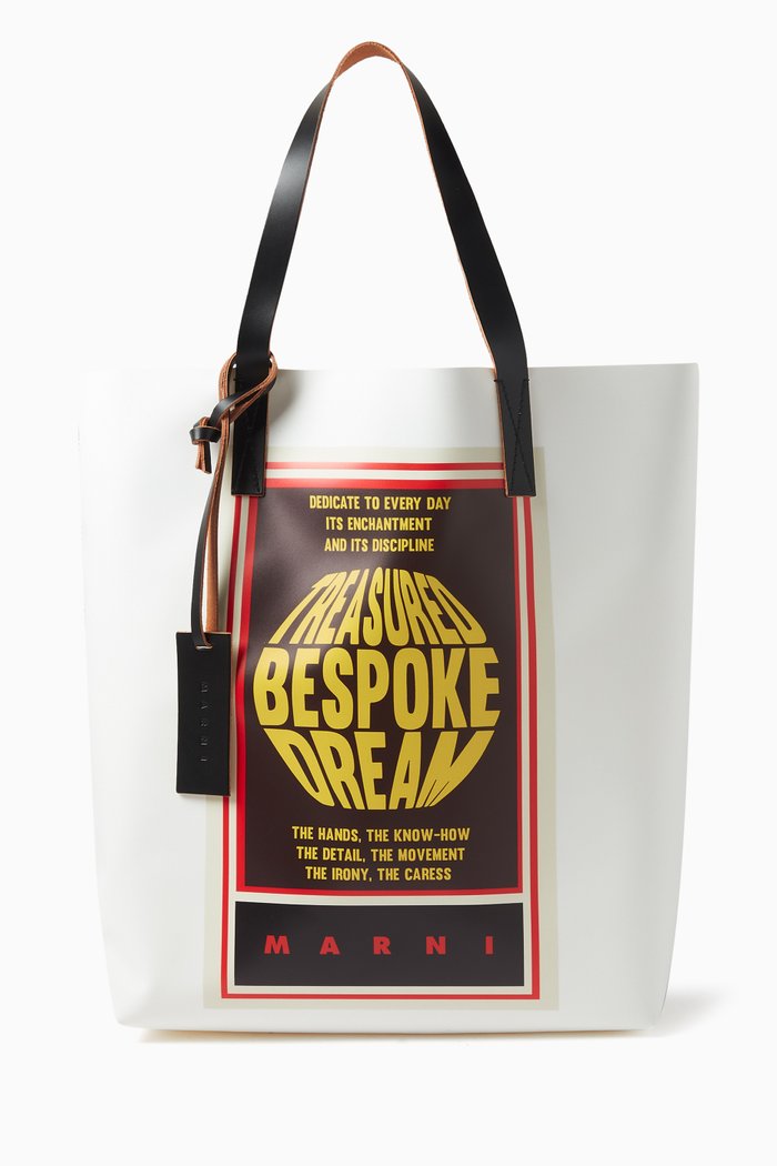 

Two-tone Shopping Tote Bag in PVC & Leather, Multicolour