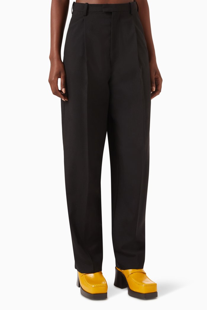 Tapered-fit Pants in Wool, Black