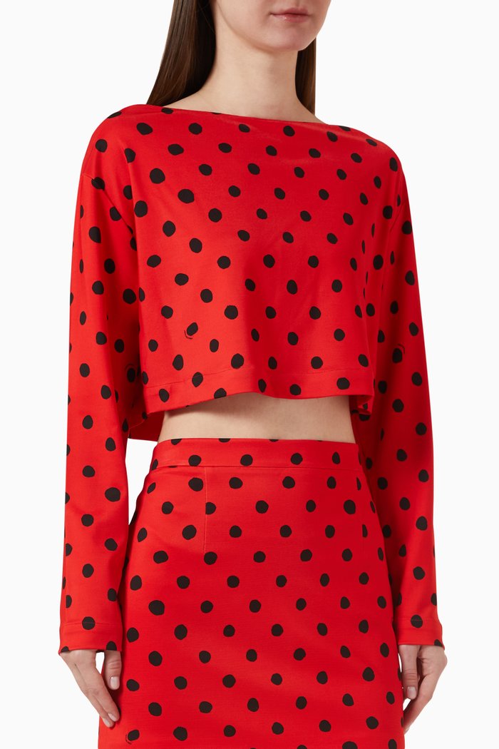 

Polka-dot Top in Stretch Viscose, Brown