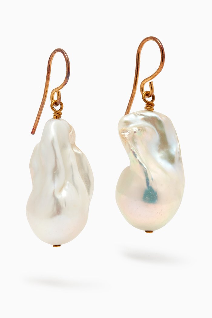 

Grainy Freshwater Pearl Earrings in Eco Brass, Multicolour