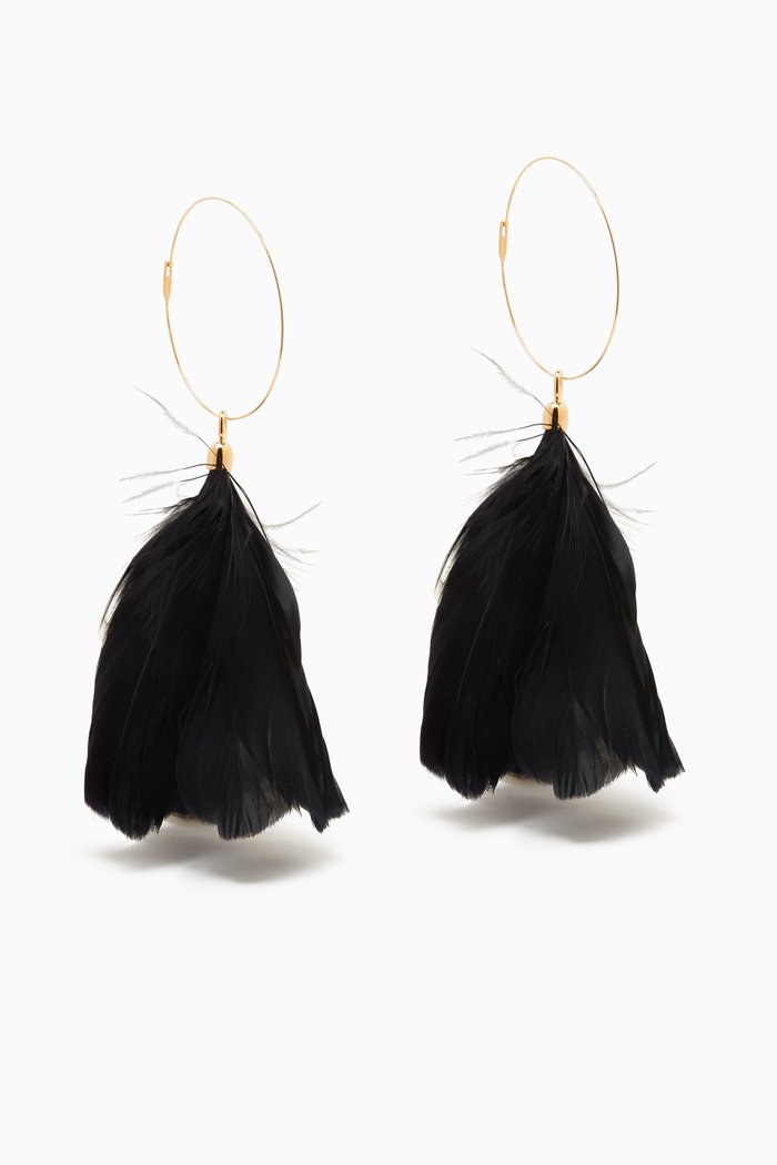 

Fickle Feather Earrings in Eco Brass, Multicolour