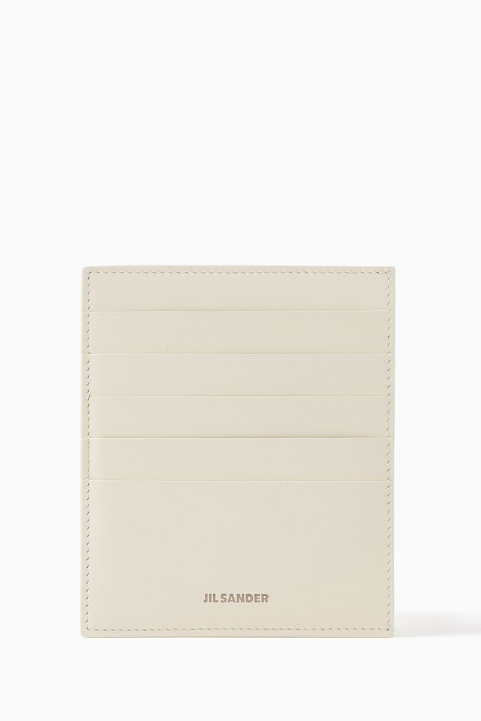 

Vertical Card Holder in Calf Leather, Neutral