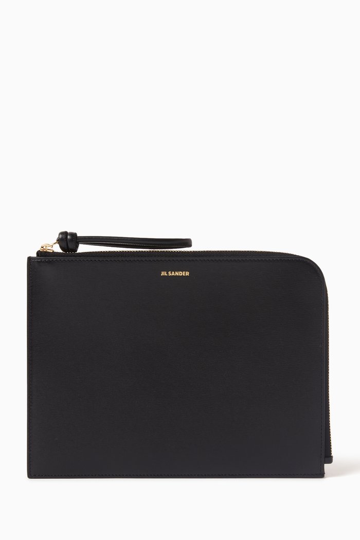 

Large Giro Envelope Wallet in Smooth Leather, Black