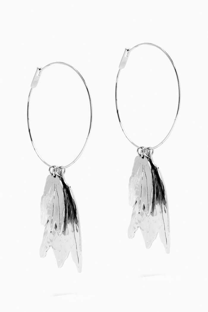Leaf Hoop Earrings in Brass, Silver