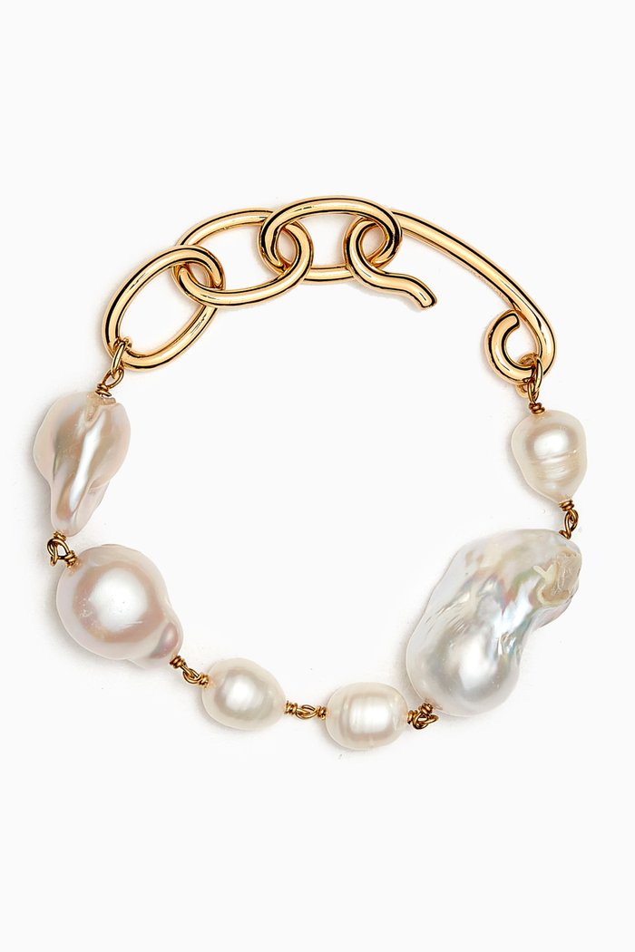

Grainy Freshwater Pearl Bracelet in Eco Brass, Multicolour
