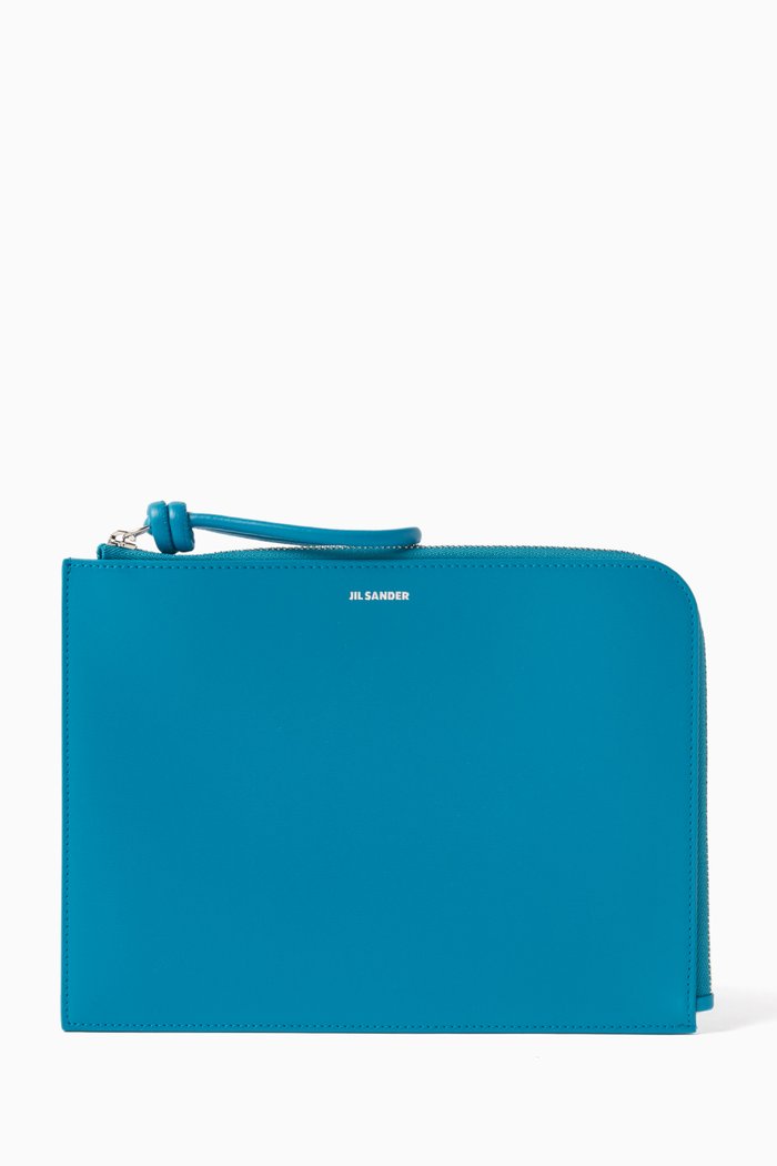 

Large Giro Envelope Wallet in Smooth Leather, Blue