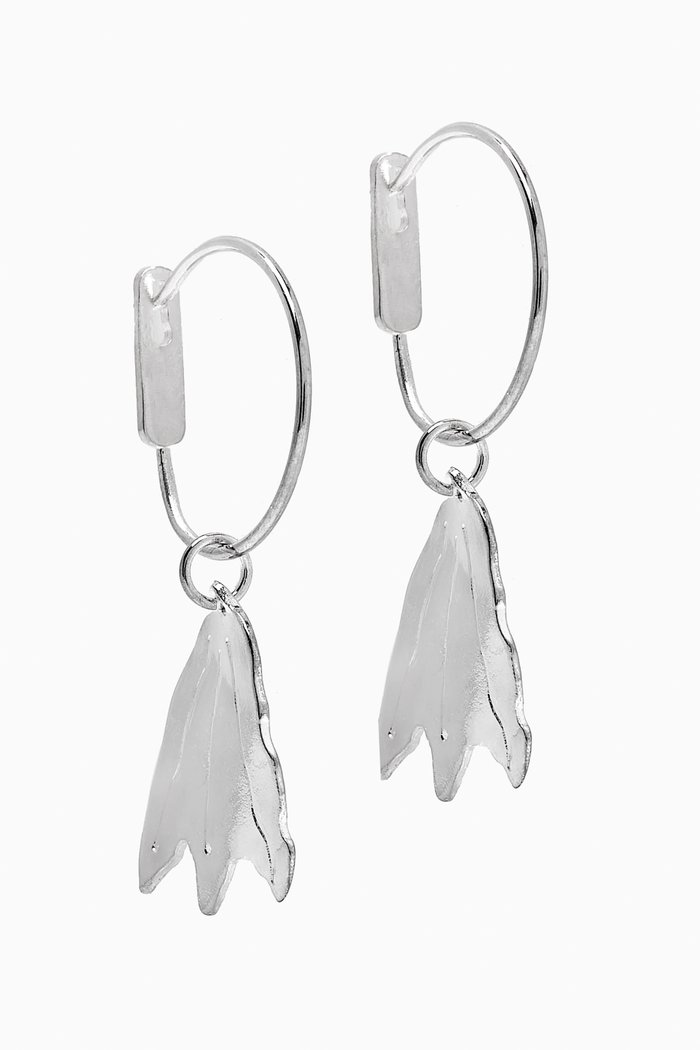 Leaf Hoop Earrings in Brass, Silver
