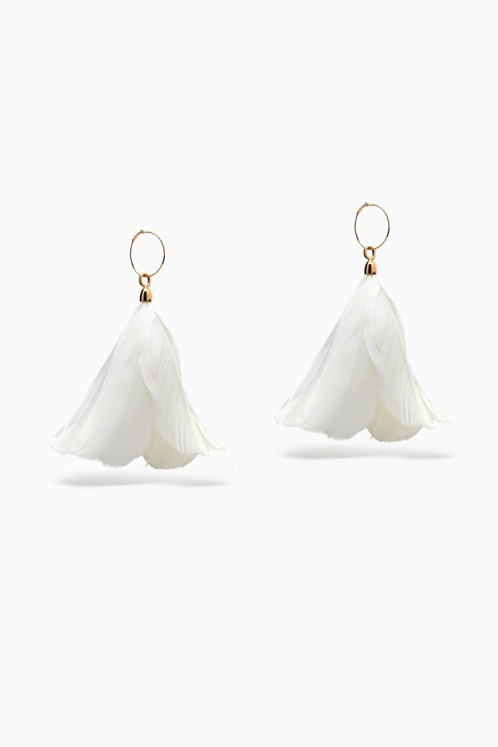 

Fickle Feather Earrings in Eco Brass, Multicolour