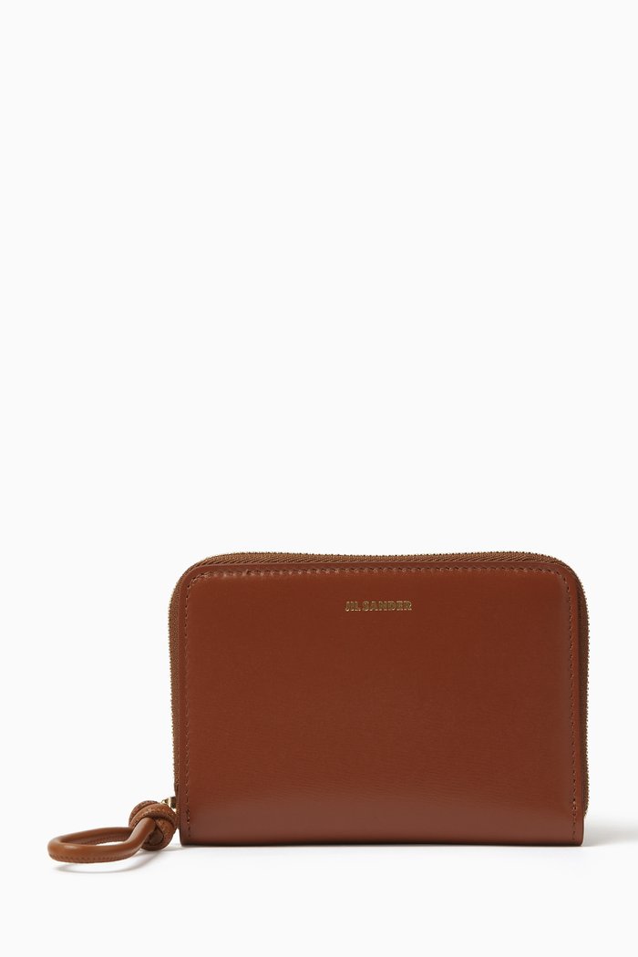 

Giro Pocket Zip-around Wallet in Smooth Leather, Neutral