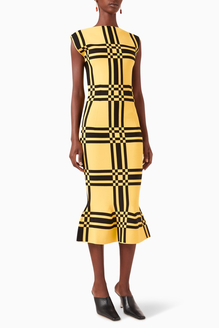 

Flounce Printed Midi Dress in Viscose-knit, Yellow