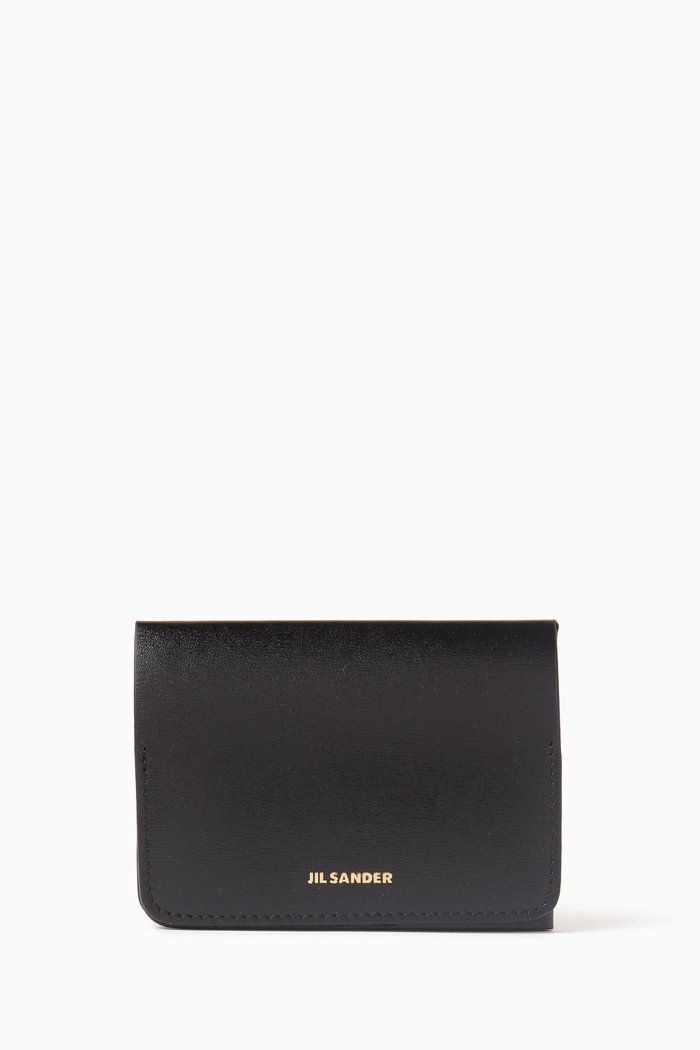 

Folded Card Holder in Supple Leather, Black